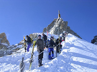 James Wellock and friends, Aiguille Du Midi 3842m.